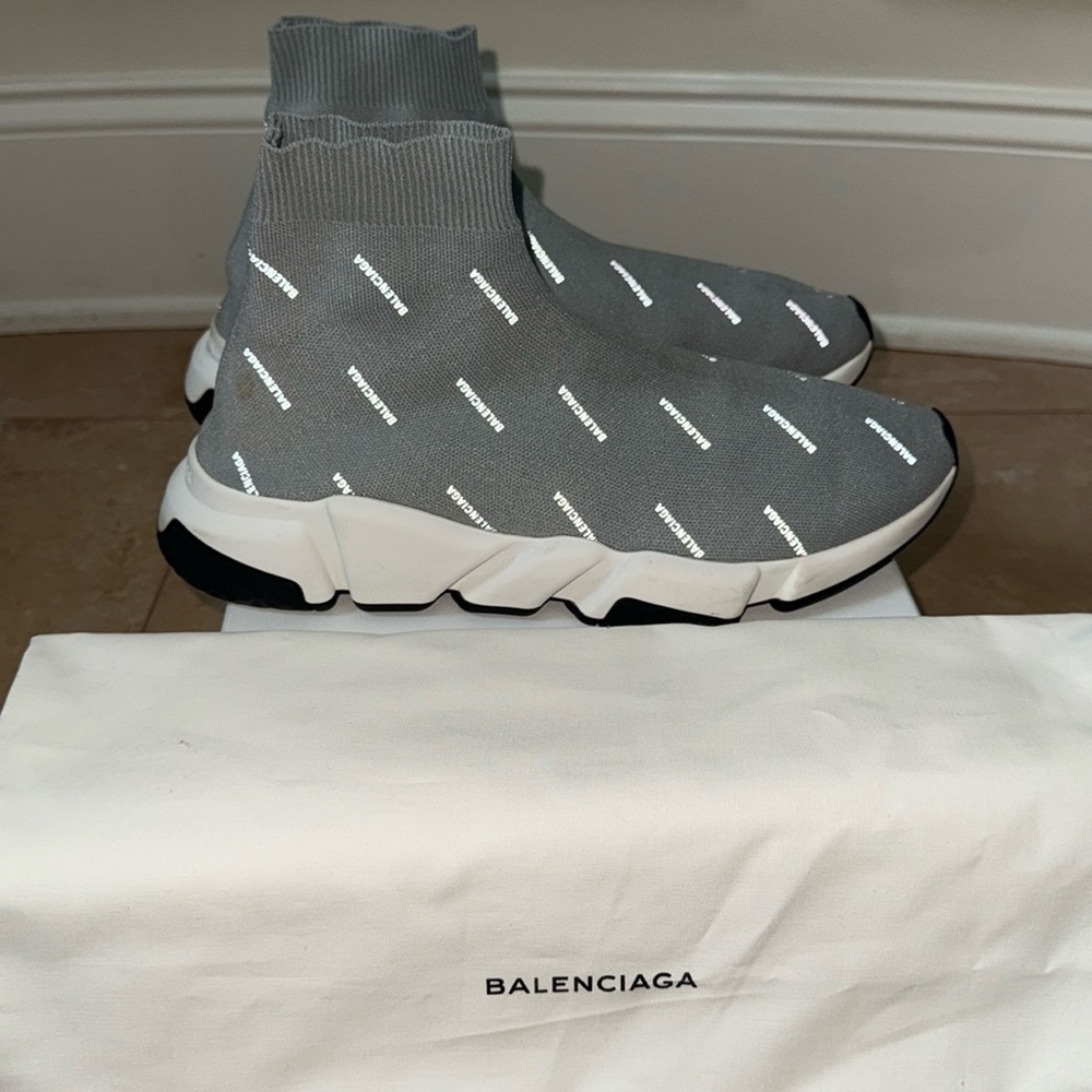 Balenciaga speed trainer grey reflective